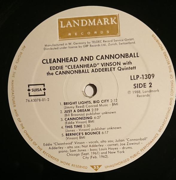 Eddie "Cleanhead" Vinson With The Cannonball Adderley Quintet - Cleanhead & Cannonball | Landmark Records (LLP-1309) - 4