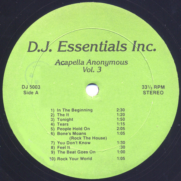 Various - Acapella Anonymous Vol. 3 | DJ Essentials Inc. (DJ 5003)