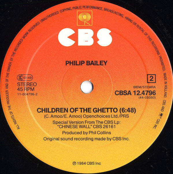 Philip Bailey - Photogenic Memory / Children Of The Ghetto | CBS (CBSA 12.4796) - 4