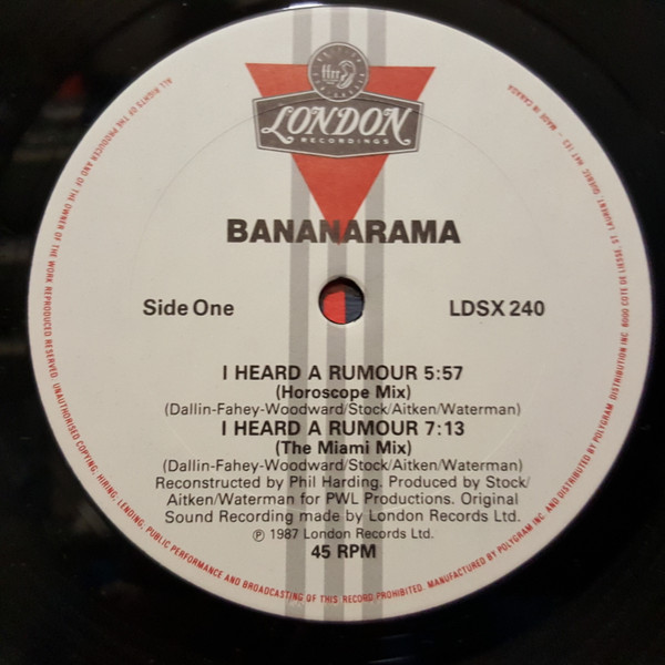 Bananarama - I Heard A Rumour (12") [Vinyl] | London Records (LDSX 240) - 3