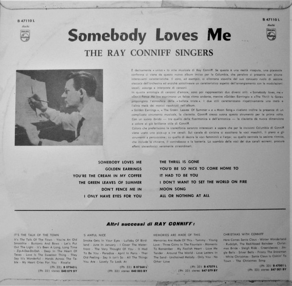 Ray Conniff And The Singers - Somebody Loves Me | Philips (B 47110 L) - 2 Ray Conniff And The Singers - Somebody Loves Me | Philips (B 47110 L) - 2