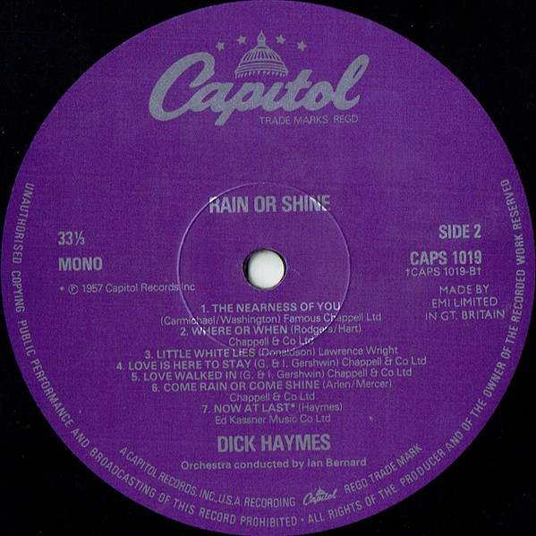 Dick Haymes - Rain Or Shine | Capitol Records (CAPS 1019) - 4