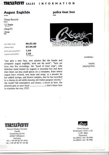 August Engkilde - Police Beat Box | Cheap (12 CHEAP 33)