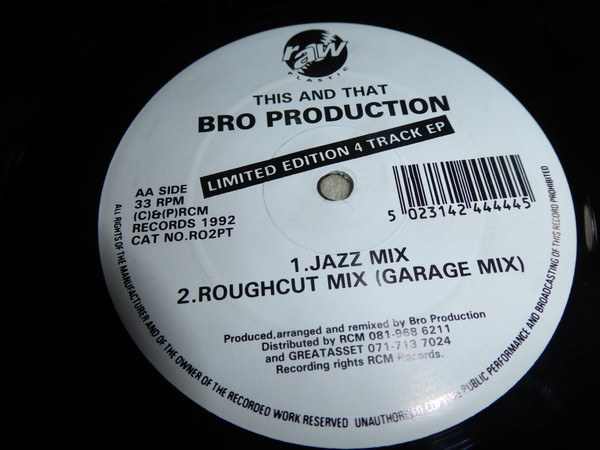 Bro Productions - This And That | Raw Plastic (R02PT) Bro Productions - This And That | Raw Plastic (R02PT)