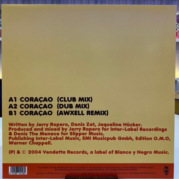 Jerry Ropero & Denis The Menace Pres Sabor Feat. Jaqueline - Coração (Yellow Transparent Color) | Vendetta Records (VENMX 523Y) - 3 Jerry Ropero & Denis The Menace Pres Sabor Feat. Jaqueline - Coração (Yellow Transparent Color) | Vendetta Records (VENMX 523Y) - 3