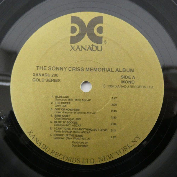 Sonny Criss - The Sonny Criss Memorial Album | Xanadu Records (Xanadu 200) - 3
