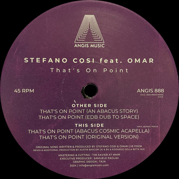Stefano Cosi Feat. Omar - That's On Point | Angis Music (ANGIS 888)