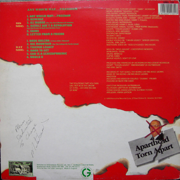 Mutabaruka - Any Which Way Freedom | Greensleeves Records (GREL 131) - 2