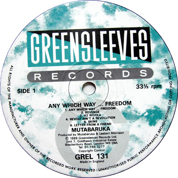 Mutabaruka - Any Which Way Freedom | Greensleeves Records (GREL 131) - 3