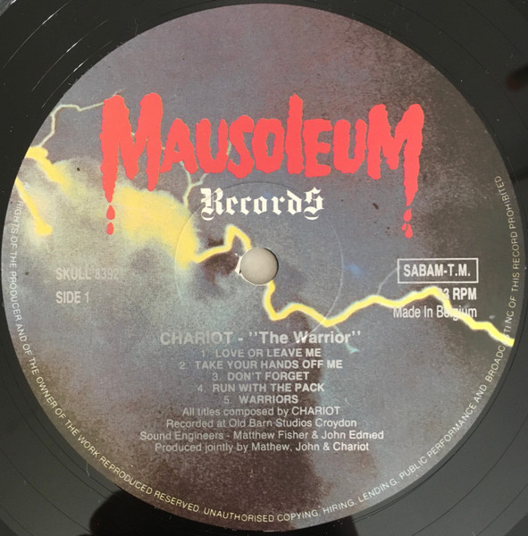 Chariot - The Warrior | Mausoleum Records (SKULL 8392) - 3