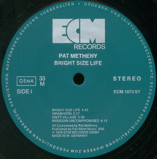Pat Metheny - Bright Size Life | ECM Records (ECM 1073) - 2