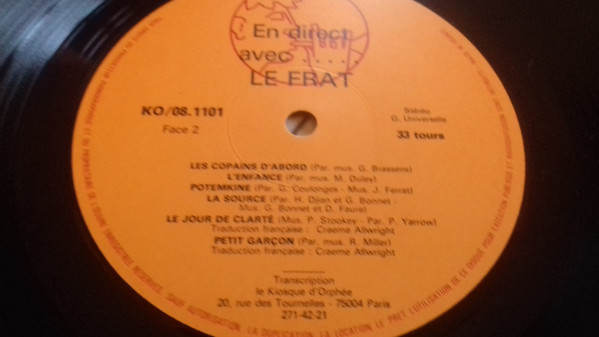 Le Frat - En Direct Avec ... | Le Kiosque D'Orphée (KO/08.1101) - 4