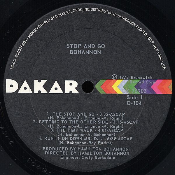 Hamilton Bohannon - Stop & Go | Dakar Records (DK 76903) - 3