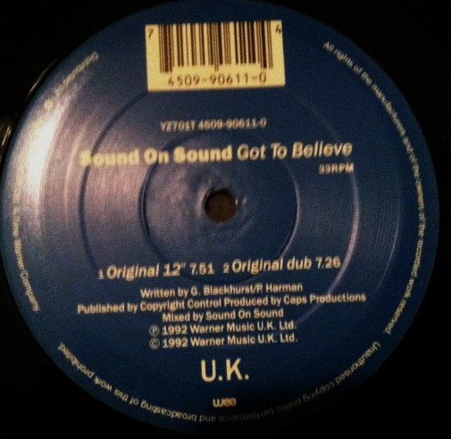 Sound On Sound - Got To Believe | WEA (YZ701T) - main
