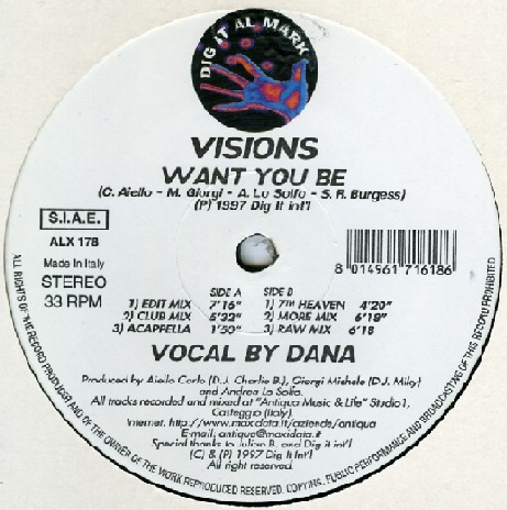 Visions - Want You Be | Dig It Al Mark (ALX 178) - main Visions - Want You Be | Dig It Al Mark (ALX 178) - main
