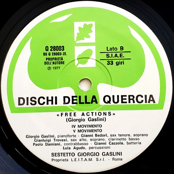 Giorgio Gaslini Sestetto - Free Actions | Dischi Della Quercia (Q 28003) - 2