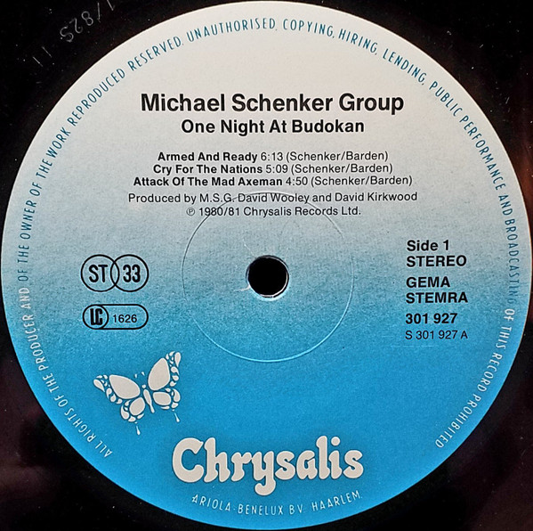 The Michael Schenker Group - One Night At Budokan | Chrysalis (301 929-420) The Michael Schenker Group - One Night At Budokan | Chrysalis (301 929-420)
