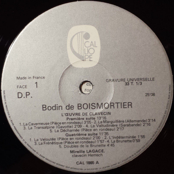 Joseph Bodin de Boismortier , Mireille Lagacé - L'Oeuvre De Clavecin | Calliope (CAL 1865) - 4