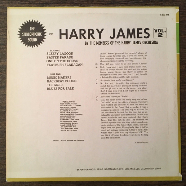 Harry James And His Orchestra - The Stereophonic Sound Of Harry James Vol. 2 | Bright Orange (X-BO-715) - 3 Harry James And His Orchestra - The Stereophonic Sound Of Harry James Vol. 2 | Bright Orange (X-BO-715) - 3
