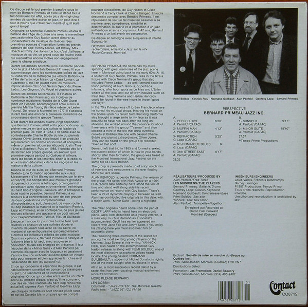 Bernard Primeau Jazz Inc. - Perspective | Contact (CO8712) - 2