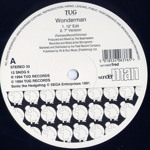 Right Said Fred - Wonderman | Tug Records (12 SNOG 9) - main