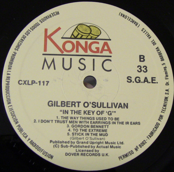 Gilbert O'Sullivan - In The Key Of G | Konga Music (CXLP 117) - 4