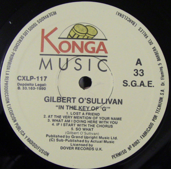 Gilbert O'Sullivan - In The Key Of G | Konga Music (CXLP 117) - 3
