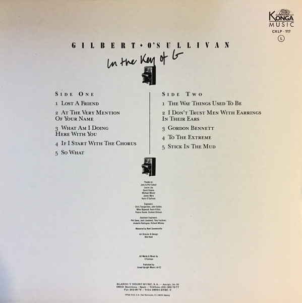 Gilbert O'Sullivan - In The Key Of G | Konga Music (CXLP 117) - 2