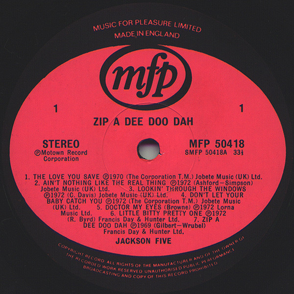 The Jackson 5 - Zip A Dee Doo Dah | Music For Pleasure (MFP 50418) - 3
