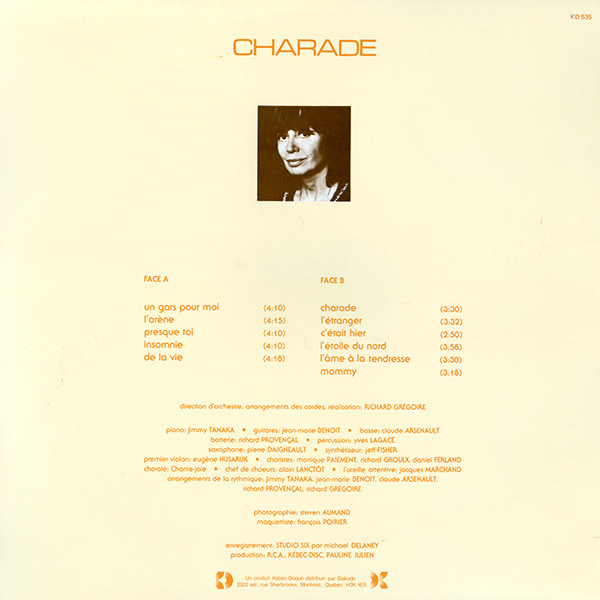 Pauline Julien - Charade [Vinyl] | Kébec-Disc (KD 535) - 2