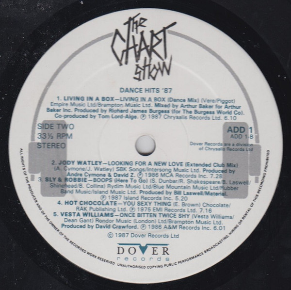 Various - The Chart Show - Dance Hits '87 | Dover Records (ADD1) - 3 Various - The Chart Show - Dance Hits '87 | Dover Records (ADD1) - 3