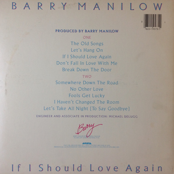 Barry Manilow - If I Should Love Again | Arista (AL 9573) - 2