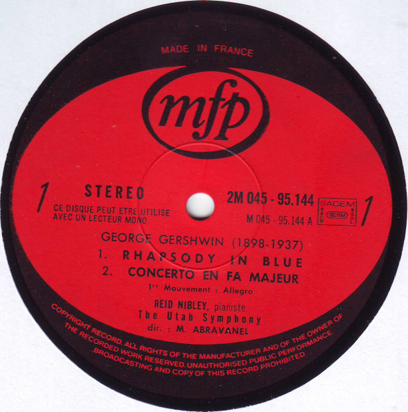 George Gershwin - Reid Nibley , Utah Symphony Orchestra , Maurice Abravanel - Rhapsody In Blue / Concerto In F | Music For Pleasure (MFP 6006) - 2