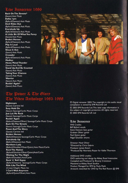 Saxon - Live Innocence – The Power And The Glory | EMI (07243 490895 9 4) - 2