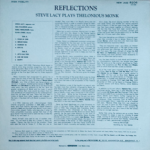 Steve Lacy - Reflections | New Jazz (8206) - 2