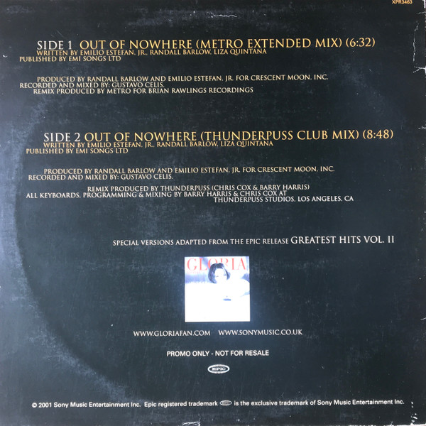 Gloria Estefan - Out Of Nowhere | Epic (XPR 3463)