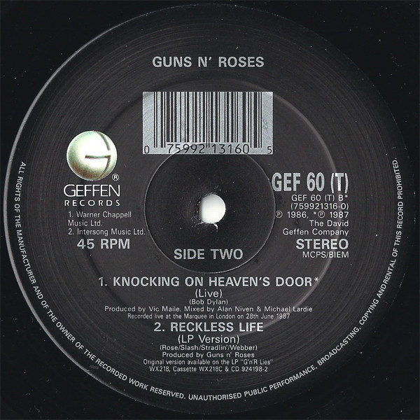 Guns N' Roses - Nightrain | Geffen Records (GEF 60T) - 4