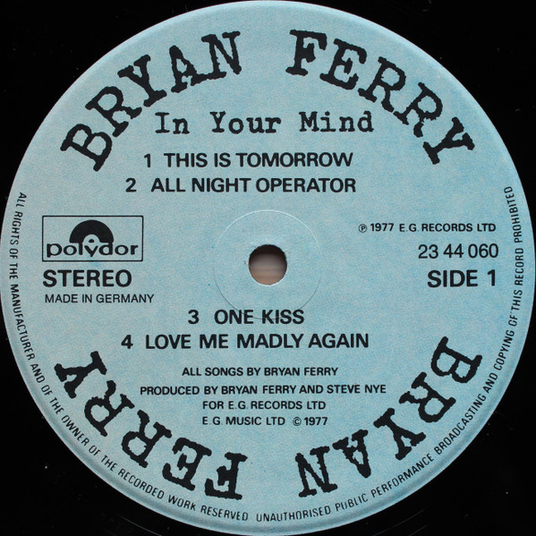Bryan Ferry - In Your Mind | Polydor (2344 060) - 3