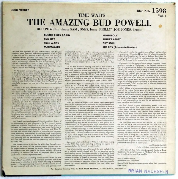 Bud Powell - The Amazing Bud Powell, Vol. 4 - Time Waits | Blue Note (BLP 1598) - 2