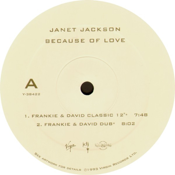 Janet Jackson - Because Of Love | Virgin (Y-38422) - 3 Janet Jackson - Because Of Love | Virgin (Y-38422) - 3