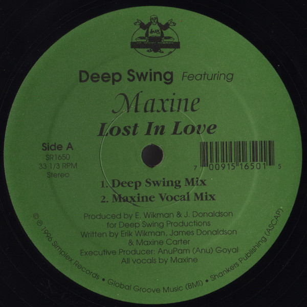Deep Swing Featuring Maxine - Lost In Love | Simplex Records (SR1650) - main