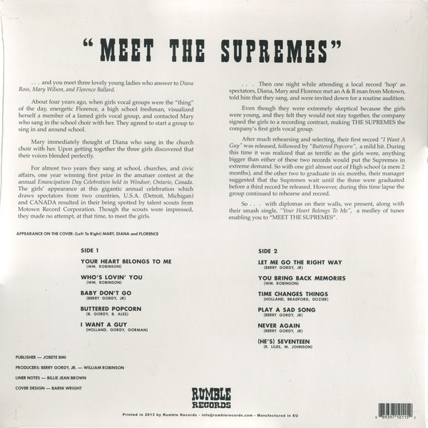 The Supremes - Meet The Supremes | Rumble Records (RUM2011041) - 2