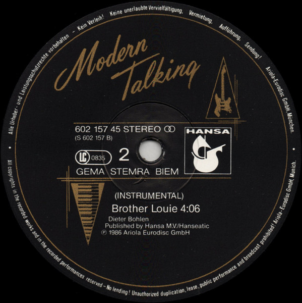 Modern Talking - Brother Louie (Special Long Version) | Hansa (602 157) - 4 Modern Talking - Brother Louie (Special Long Version) | Hansa (602 157) - 4