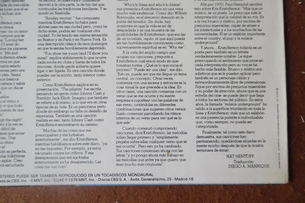 Kris Kristofferson - Songs Of Kristofferson | Monument (MNT 82002) - 3