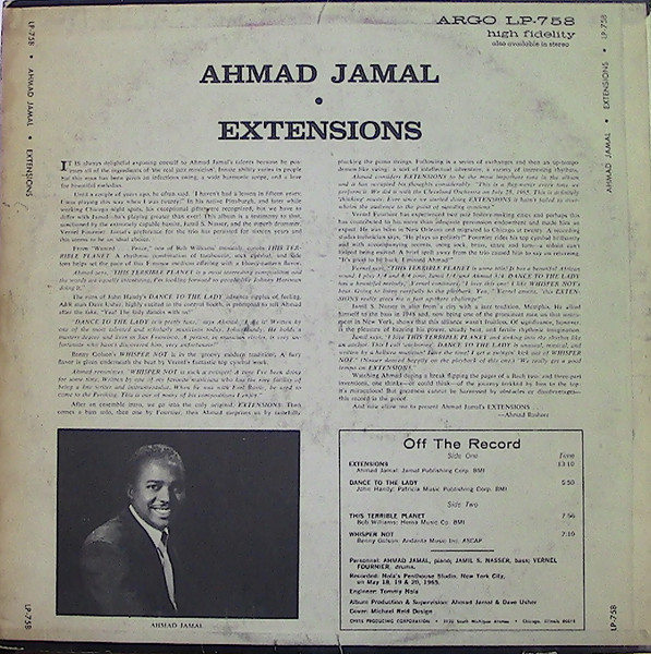Ahmad Jamal - Extensions | Argo (LPS-758) - 2