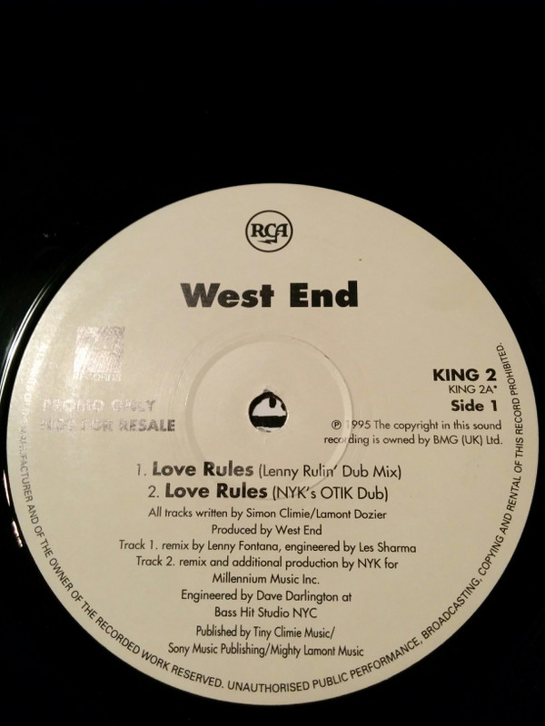 West End - Love Rules | RCA (KING 2)