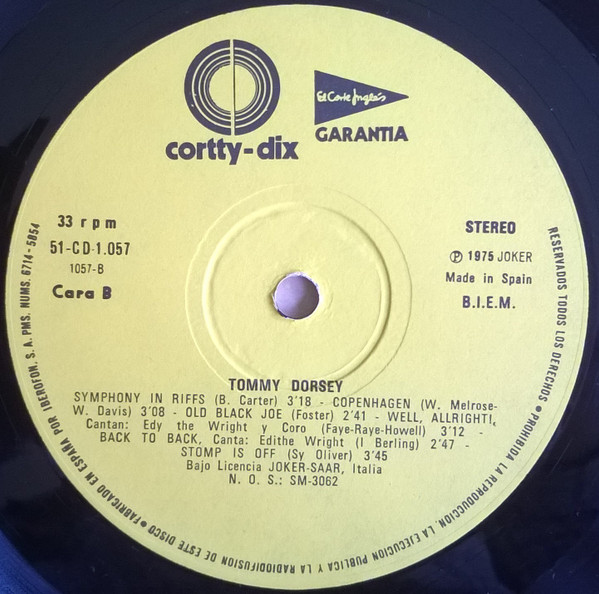 Tommy Dorsey - Tommy Dorsey | Cortty-dix (51-CD-1.057) - 4 Tommy Dorsey - Tommy Dorsey | Cortty-dix (51-CD-1.057) - 4