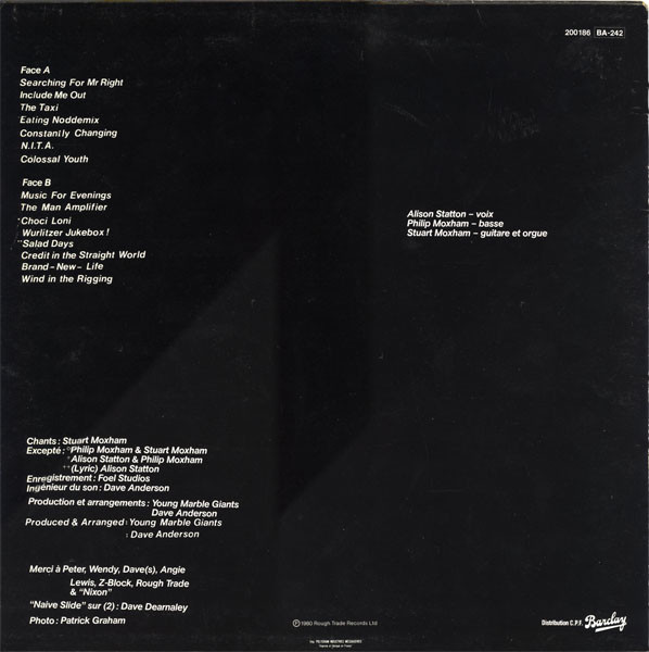 Young Marble Giants - Colossal Youth | Rough Trade (200186) - 2 Young Marble Giants - Colossal Youth | Rough Trade (200186) - 2