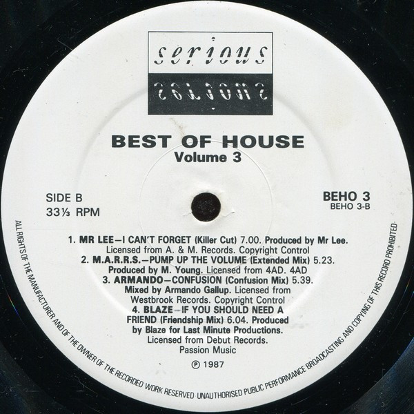 Various - Best Of House Volume 3 | Serious Records (BEHO 3) - 4