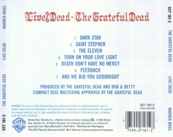 The Grateful Dead - Live/Dead | Warner Bros. Records (927 181-2) - 2